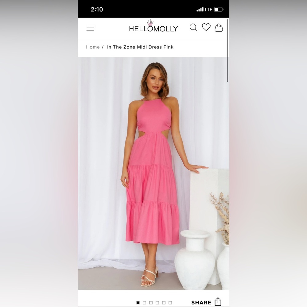 In the zone pink midi dress